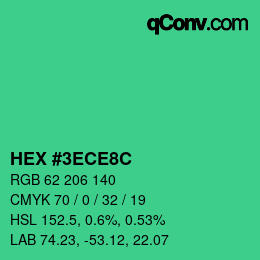 カラーコード: HEX #3ECE8C | qconv.com
