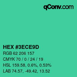 颜色代码: HEX #3ECE9D | qconv.com
