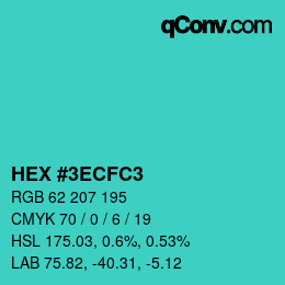 Color code: HEX #3ECFC3 | qconv.com