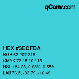 Color code: HEX #3ECFDA | qconv.com