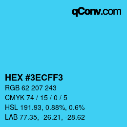 カラーコード: HEX #3ECFF3 | qconv.com
