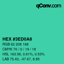 颜色代码: HEX #3ED0A8 | qconv.com