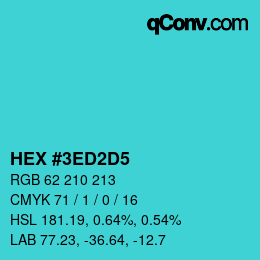 颜色代码: HEX #3ED2D5 | qconv.com