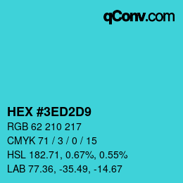 カラーコード: HEX #3ED2D9 | qconv.com