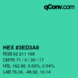 颜色代码: HEX #3ED3A8 | qconv.com