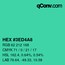 カラーコード: HEX #3ED4A8 | qconv.com