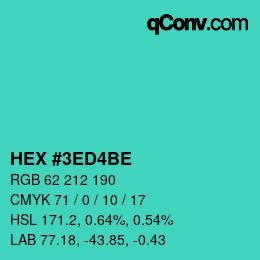 Color code: HEX #3ED4BE | qconv.com