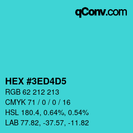 颜色代码: HEX #3ED4D5 | qconv.com