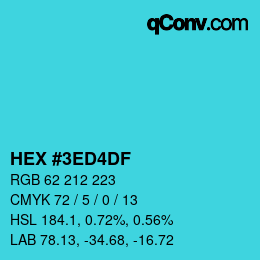 Color code: HEX #3ED4DF | qconv.com