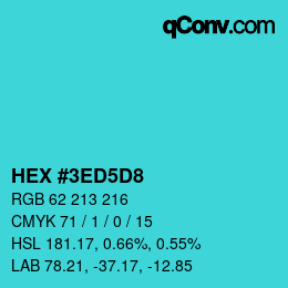 Farbcode: HEX #3ED5D8 | qconv.com