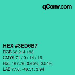 颜色代码: HEX #3ED6B7 | qconv.com