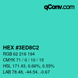 カラーコード: HEX #3ED8C2 | qconv.com