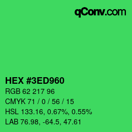 颜色代码: HEX #3ED960 | qconv.com