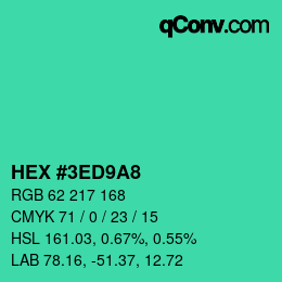 Color code: HEX #3ED9A8 | qconv.com