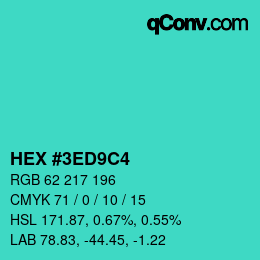 カラーコード: HEX #3ED9C4 | qconv.com