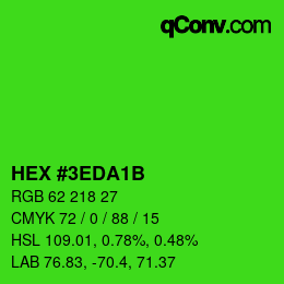 カラーコード: HEX #3EDA1B | qconv.com
