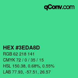 Farbcode: HEX #3EDA8D | qconv.com