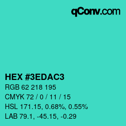 カラーコード: HEX #3EDAC3 | qconv.com