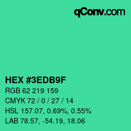 Color code: HEX #3EDB9F | qconv.com