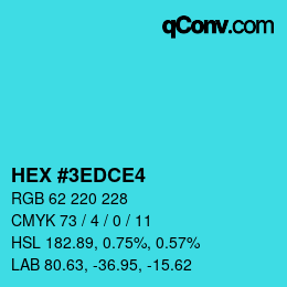 カラーコード: HEX #3EDCE4 | qconv.com