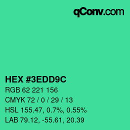 カラーコード: HEX #3EDD9C | qconv.com