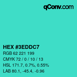 Color code: HEX #3EDDC7 | qconv.com