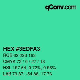 カラーコード: HEX #3EDFA3 | qconv.com