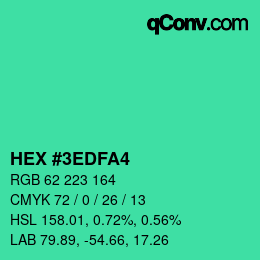 カラーコード: HEX #3EDFA4 | qconv.com