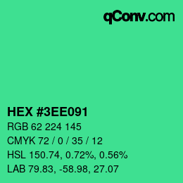 颜色代码: HEX #3EE091 | qconv.com