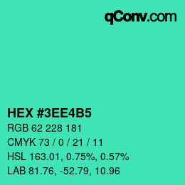 Color code: HEX #3EE4B5 | qconv.com