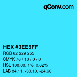 颜色代码: HEX #3EE5FF | qconv.com