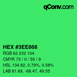 カラーコード: HEX #3EE868 | qconv.com