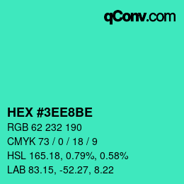 カラーコード: HEX #3EE8BE | qconv.com