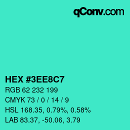 Color code: HEX #3EE8C7 | qconv.com