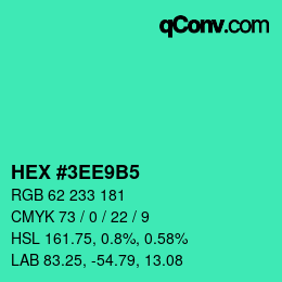 カラーコード: HEX #3EE9B5 | qconv.com