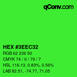 颜色代码: HEX #3EEC32 | qconv.com