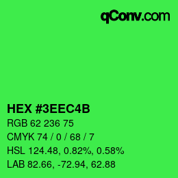 Color code: HEX #3EEC4B | qconv.com