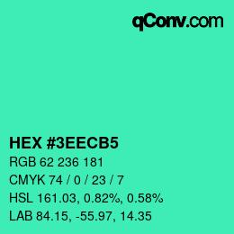 カラーコード: HEX #3EECB5 | qconv.com