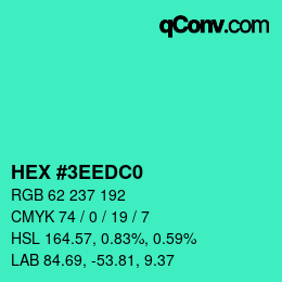 Color code: HEX #3EEDC0 | qconv.com