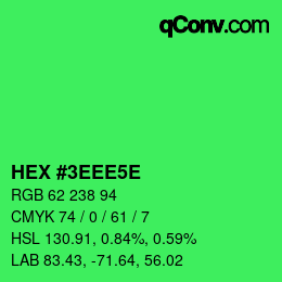 Farbcode: HEX #3EEE5E | qconv.com