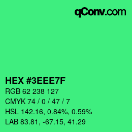 Color code: HEX #3EEE7F | qconv.com