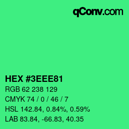 カラーコード: HEX #3EEE81 | qconv.com