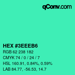 Color code: HEX #3EEEB6 | qconv.com