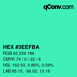 Farbcode: HEX #3EEFBA | qconv.com