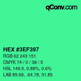 カラーコード: HEX #3EF397 | qconv.com