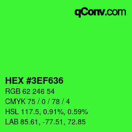 Color code: HEX #3EF636 | qconv.com