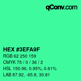 Color code: HEX #3EFA9F | qconv.com