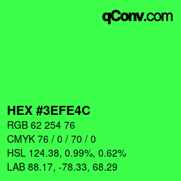 Color code: HEX #3EFE4C | qconv.com
