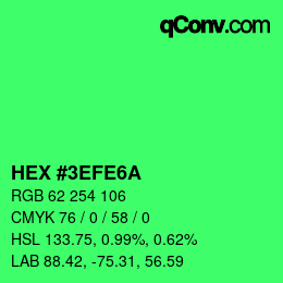 Color code: HEX #3EFE6A | qconv.com