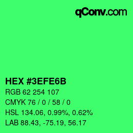 カラーコード: HEX #3EFE6B | qconv.com